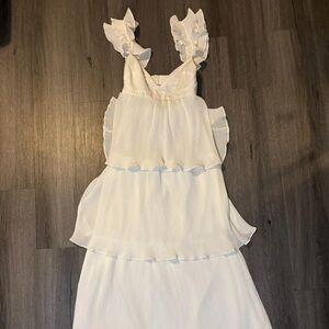 White Ruffled Sleeveless Dress